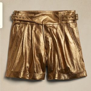 Banana Republic Gold Metallic Leather Explorer Short